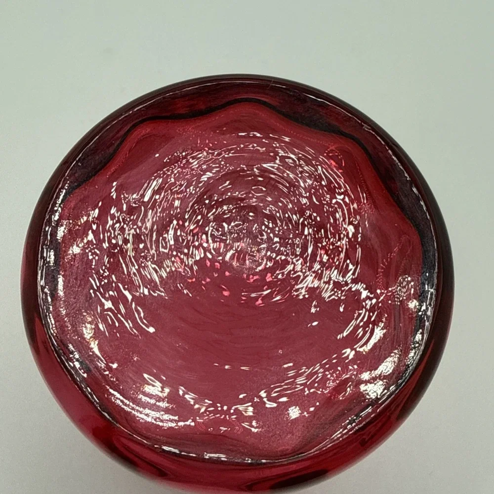 Fenton Cranberry Inverted Thumbprint Coin Dot or Dot Optic Glass 3-3/4
